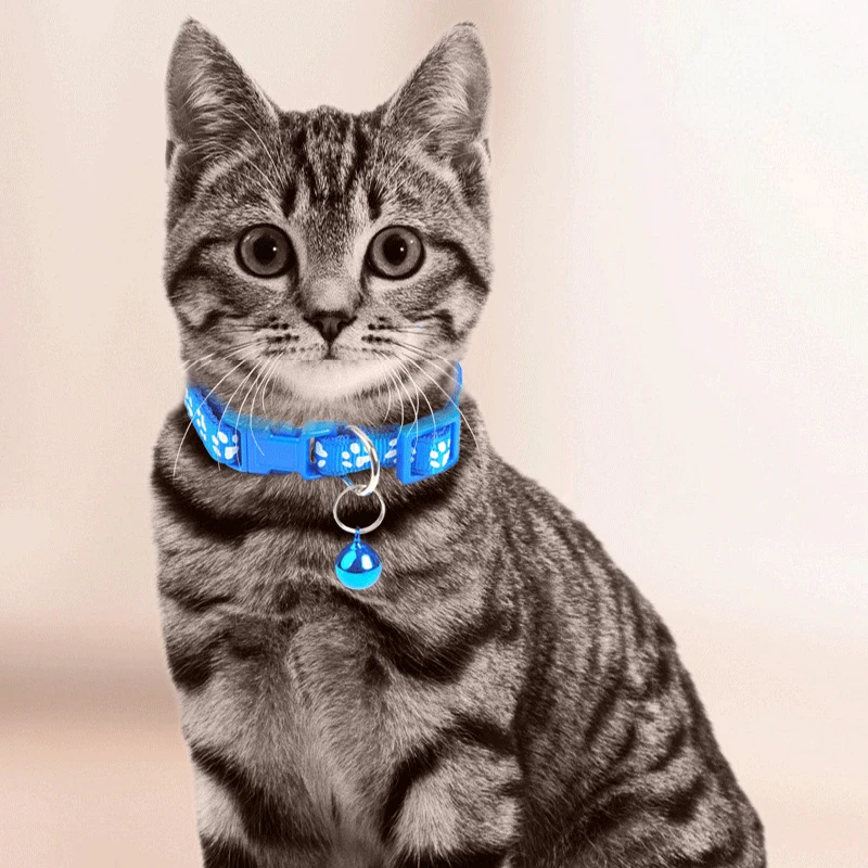 

Cute Bell Collar For Cats Dog Collar Teddy Bomei Dog Cartoon Funny Footprint Collars Leads Cat Accessories Animal Goods