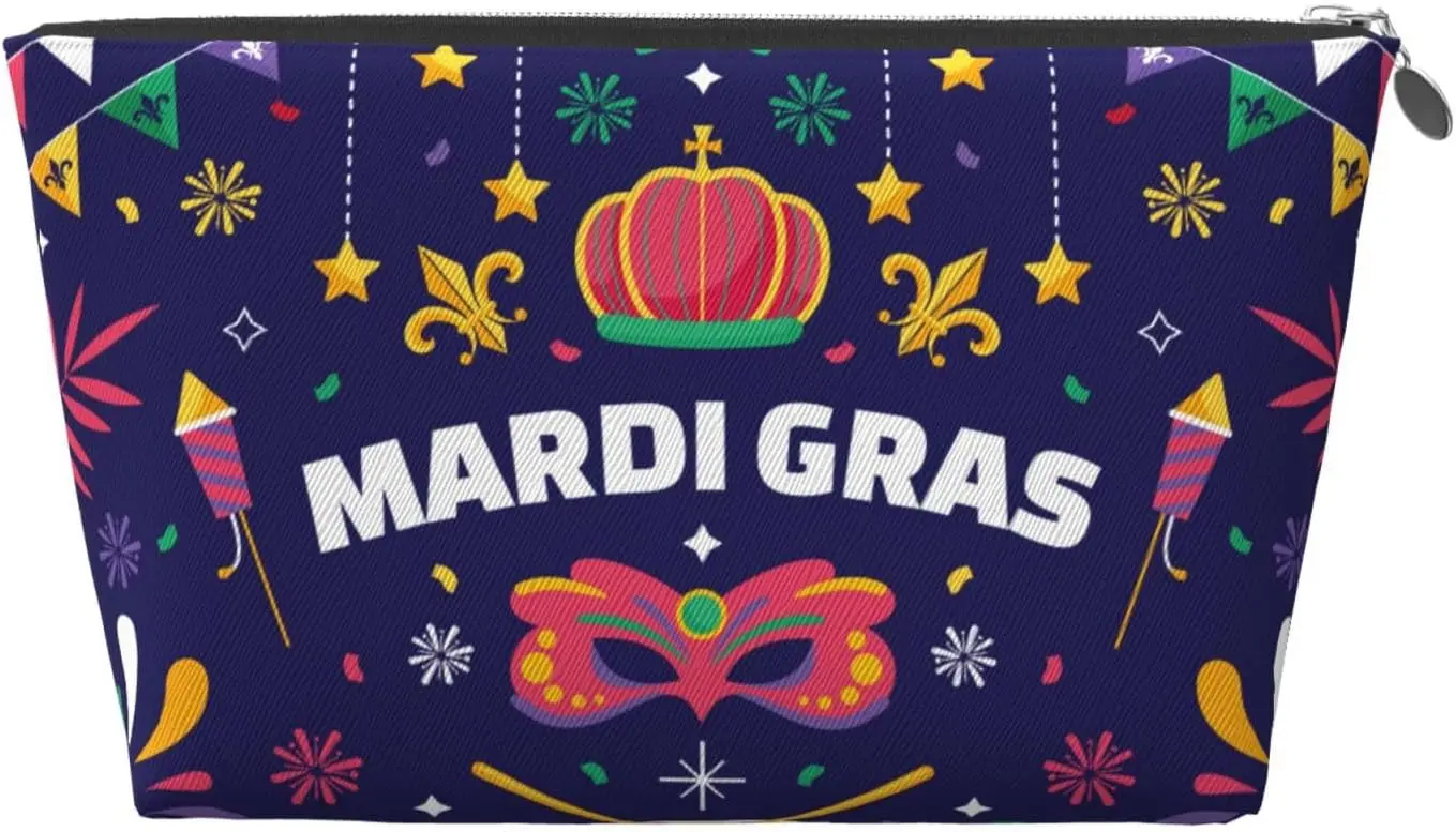 Женская косметичка Happy Mardi Gras дорожный размер туалетные принадлежности кожаная