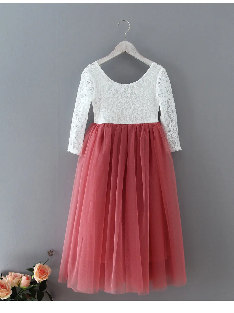 Лидер продаж летнее кружевное детское платье с цветами для девочек свадебной