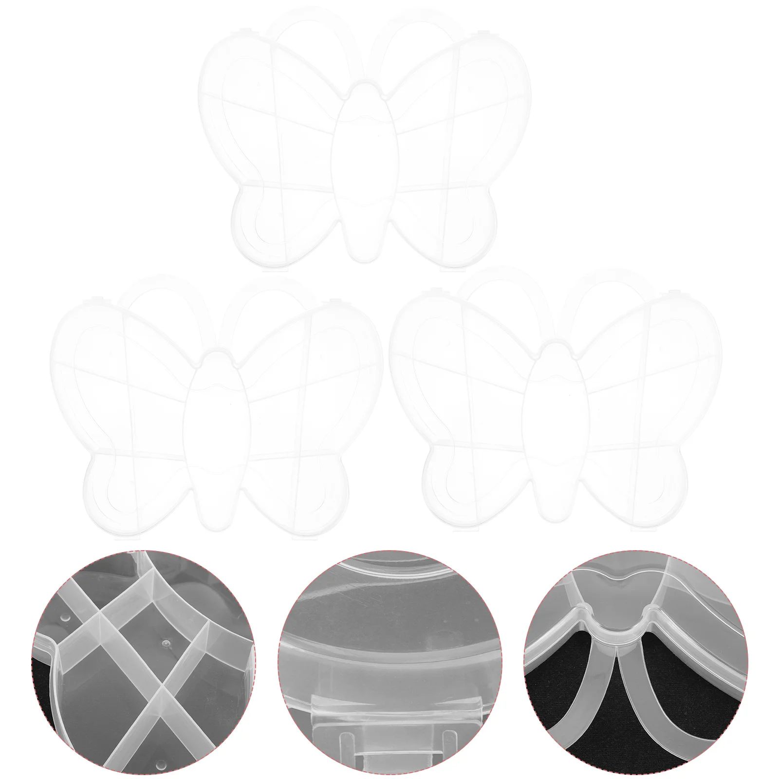 

3 Pcs Button Case Bead Holder Organizer Component Container Small Beads Butterfly Craft Storage Pp Items