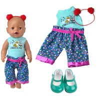 doll clothes 18 inch american doll floral cute set boots fit 43cm newborn clothes doll accessories birthday gifts