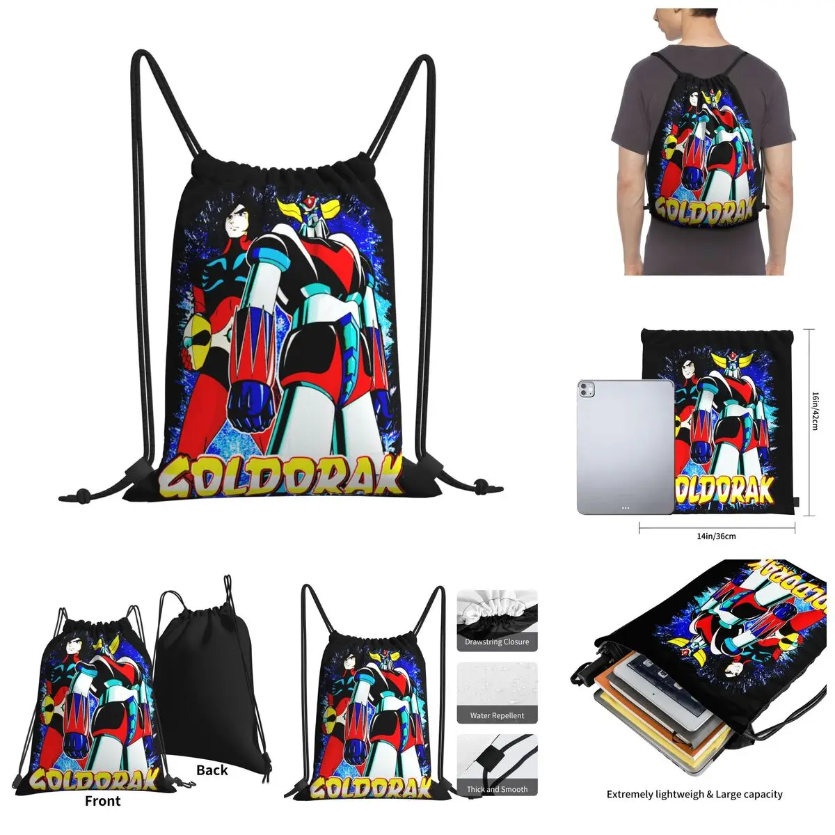 

Goldoraks (Grendizer) With Actarus (Duke Fleed) Drawstring Bags Gym Bag Creative Backpack Funny Sarcastic R348 Blanket roll