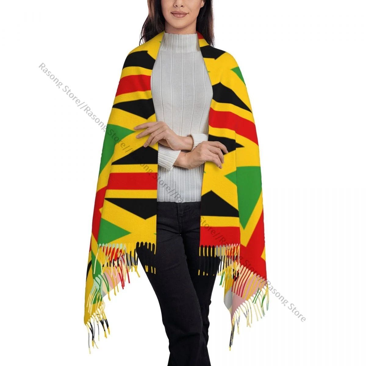 Осенне-зимние теплые шарфы с английским флагом Ямайки модная шаль кисточками