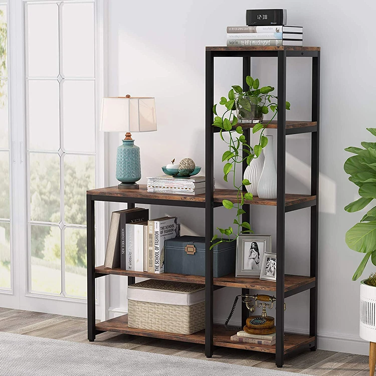 

Vekin Ladder Corner Bookshelves 5 Tier Shelf Display Stand Storage Bookshelf Organizer Living Room Home Office Bookcase