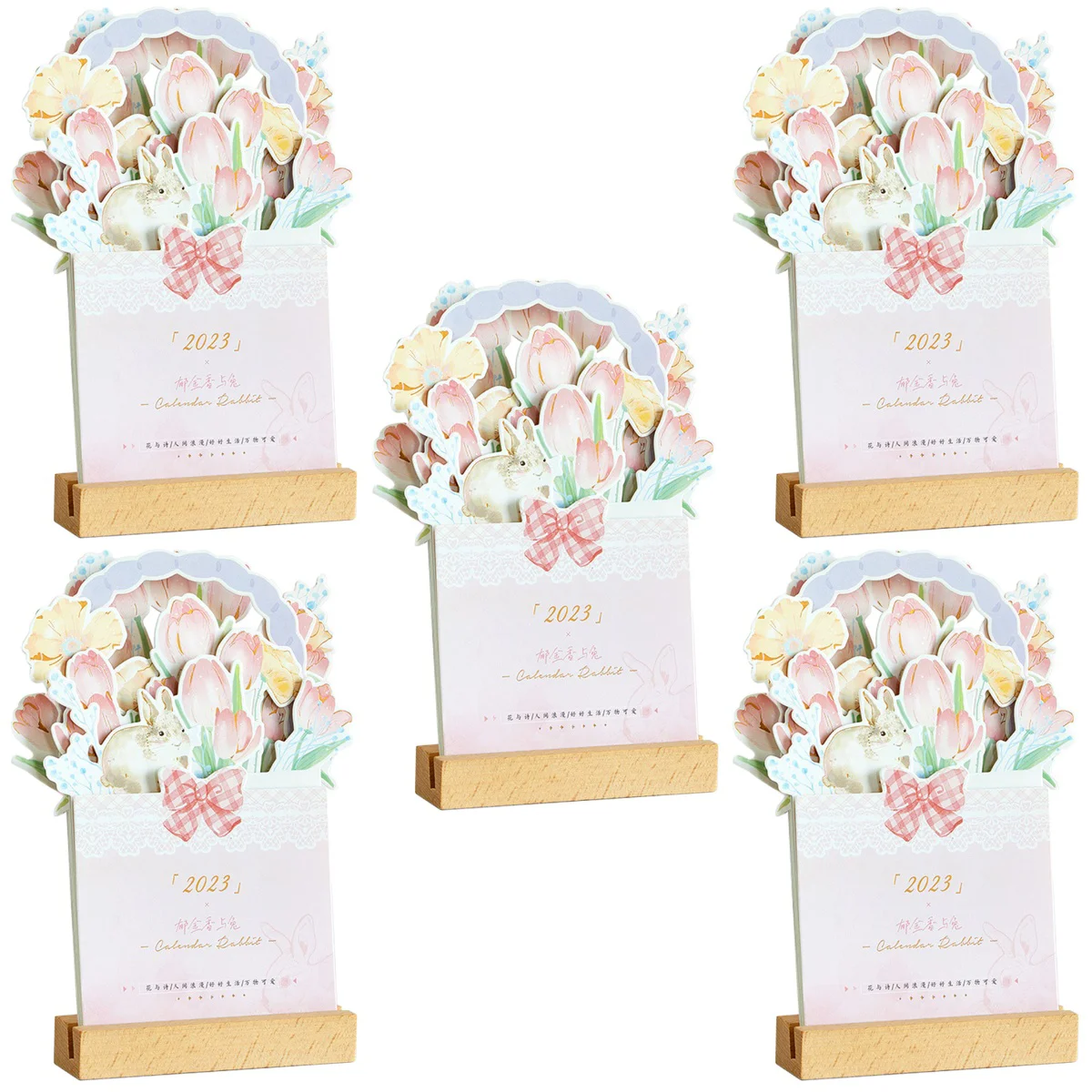

5pcs Practical Desktop Calendar Decorative Paper Calendar 2023 Floral Calendar Durable Paper Calendar