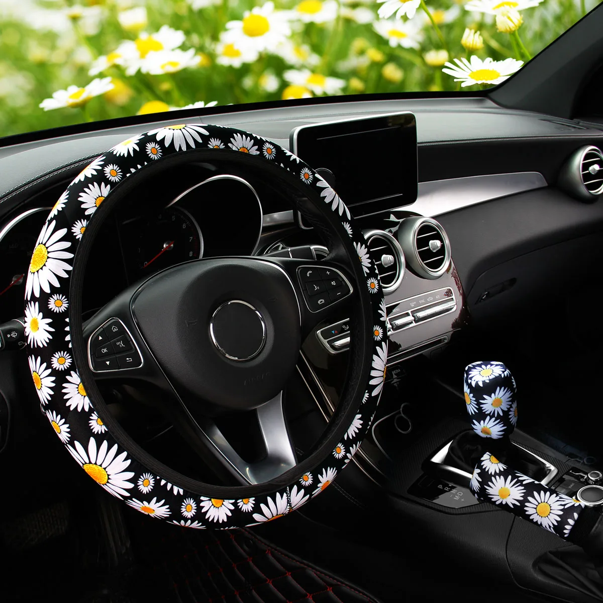 

3 шт. тканевый чехол-накладка на руль без внутреннего кольца с цветком паутиной