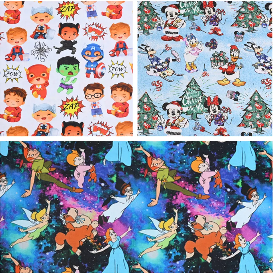 Ширина 110 см Дисней Рождество Минни Микки Питер Пэн колокольчик хлопчатобумажная