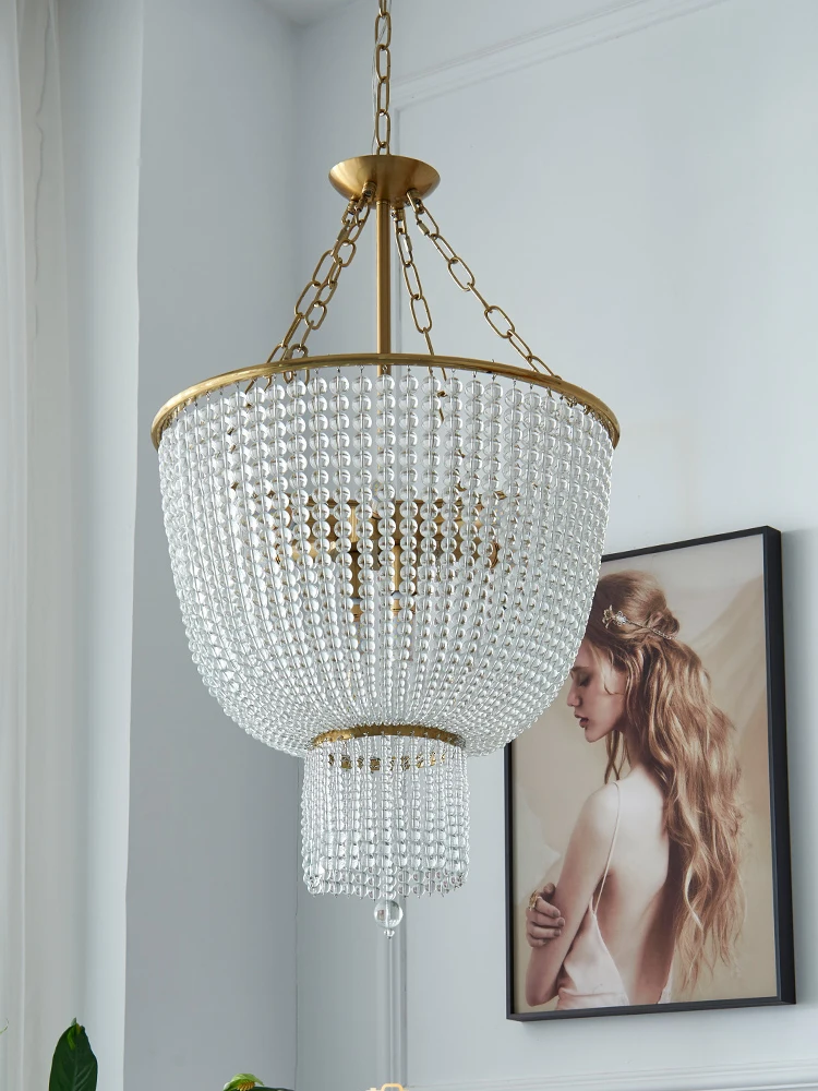 

Bohemian Pastoral Style Warm Beaded Chandelier For Bedroom American Country Restaurant Villa Clothing Sore Designer Lamps