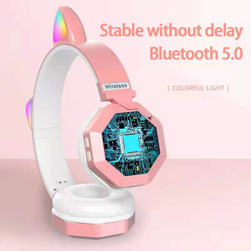 

24h Battery Life Wireless Headset Without Delay Cat Ears Headphones Noise Reduction Music Earphones 500 Ma