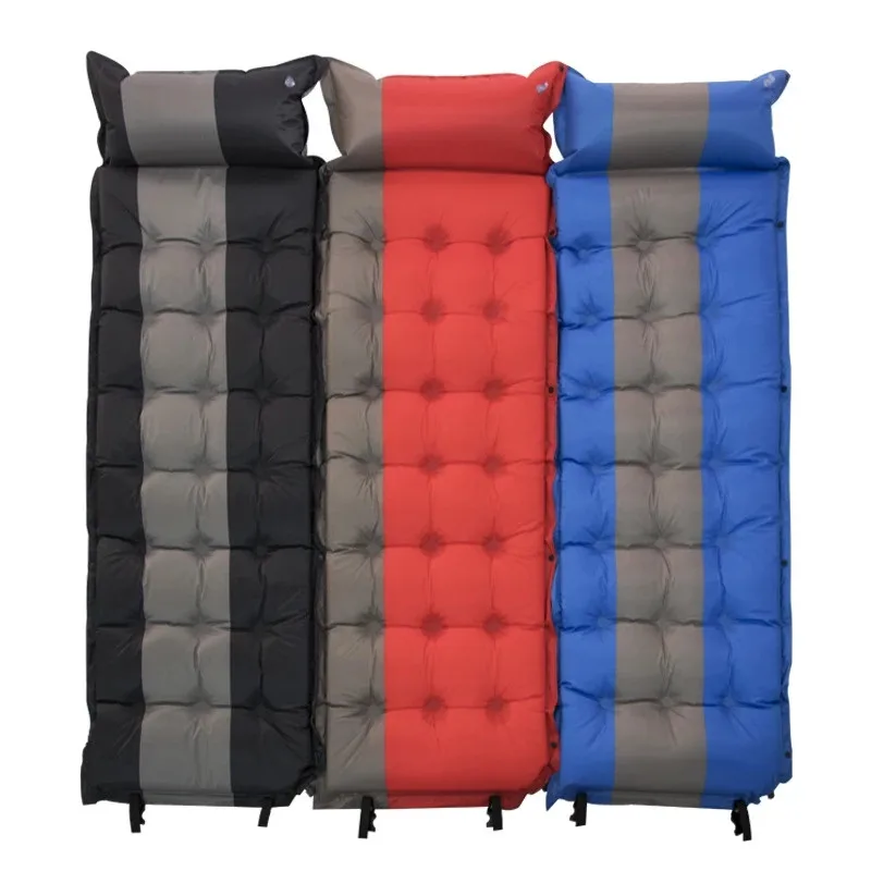 Infalatable Air Camping Mattres Portable Travel Picnic Single Sleeping Air Mat with Pillows Hiking Trekking Pad
