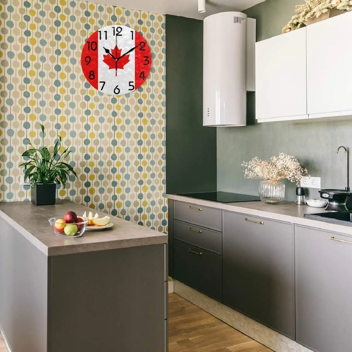 Шикарные круглые настенные часы с принтом флага Канады 9 5-дюймовые кварцевые