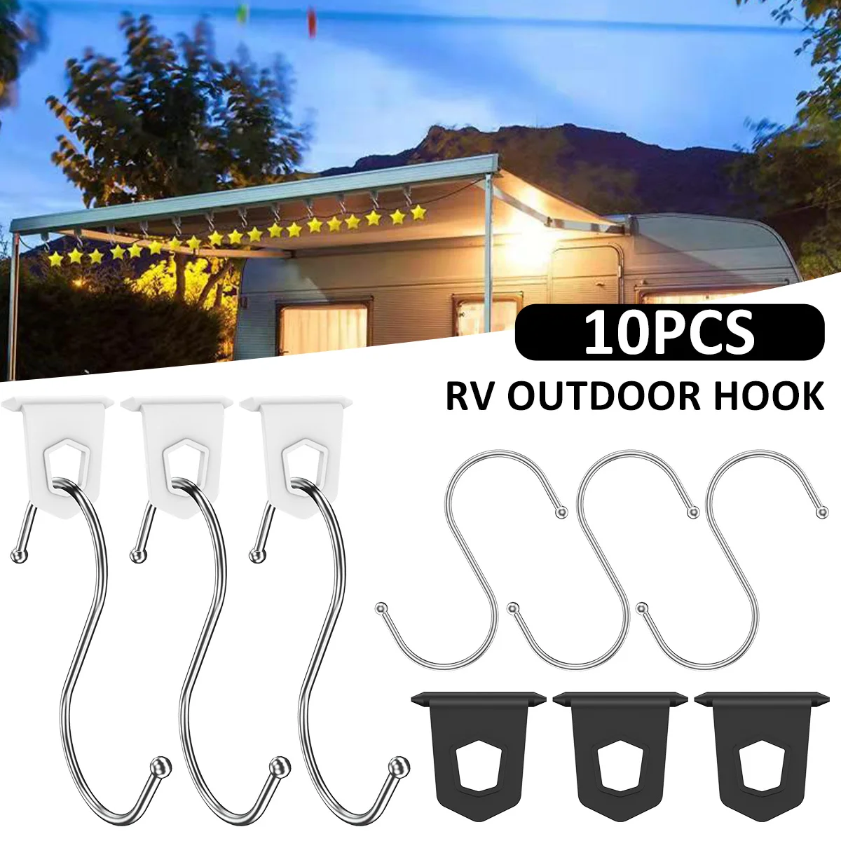 

Новинка, 10 шт. крючков для тентов на колесах, сверхмощные вешалки для тентов на колесах, портативные прочные S-образные вешалки для тентов, бр...