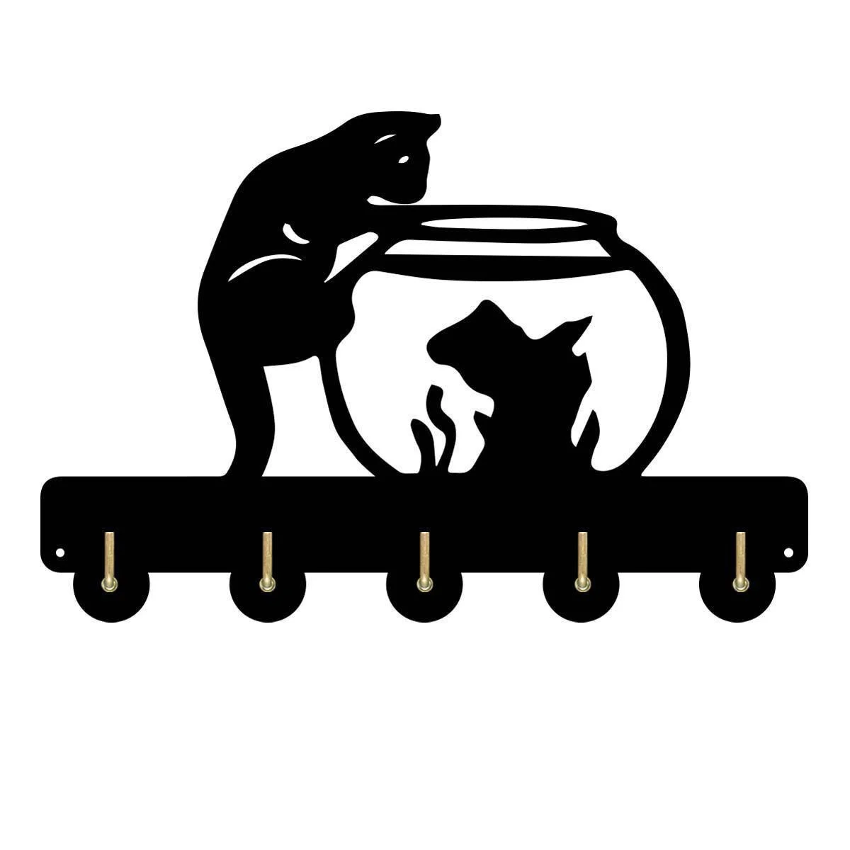 

Cat Catches Fish 2 Household Decor Wooden Wall Hooks Wall Hanger Coat Rack Keys Bags Clothes Multi-Purpose Keys