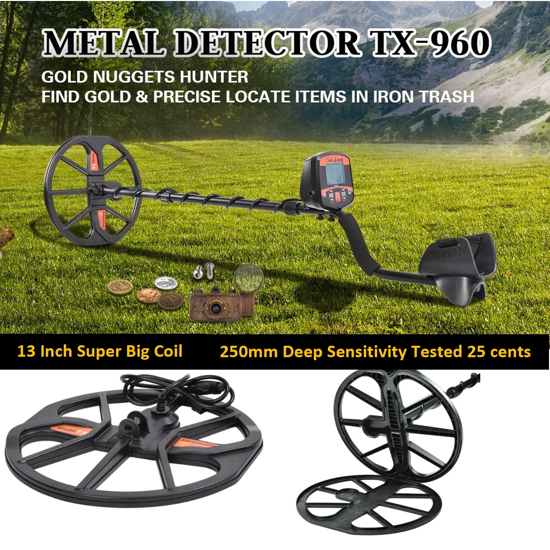 Профессиональный Подземный металлоискатель инструмент для работы с золотом TX960