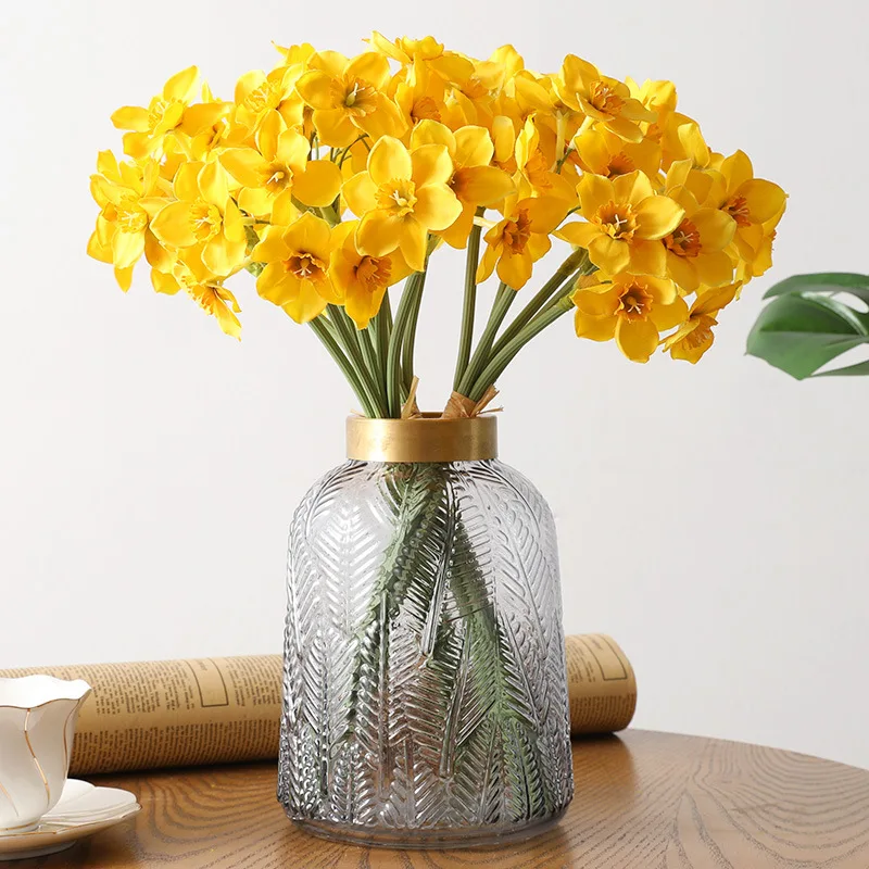 

6Pcs/bunch Artificial Narcissus Flower Bouquet Home Garden Fake Flowers Decoration Party Wedding Bridal Fake Flowers Daffodil