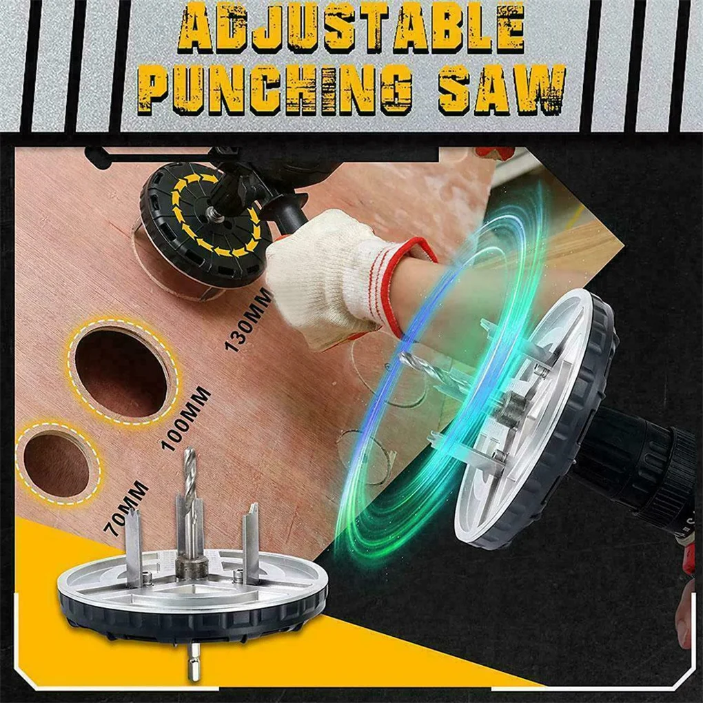 

Adjustable Hole Saw Woodworking Round Holes Punching Tool Accessories