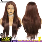 ANOGOL синтетические коричневые 13X 4 кружевные передние парики 30 дюймов Длинные гладкие красные волосы натуральные волнистые свободные части кружевной передний al парик для чернокожих женщин