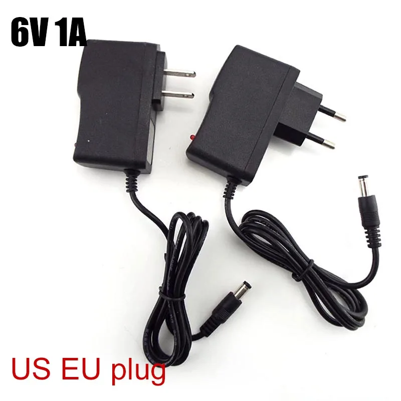 

6V 1A AC to DC 100V-240V Wall Charger Power Supply 1000ma Adapter Converter Adaptor Transformer US EU Plug Charging 5.5mm*2.5mm