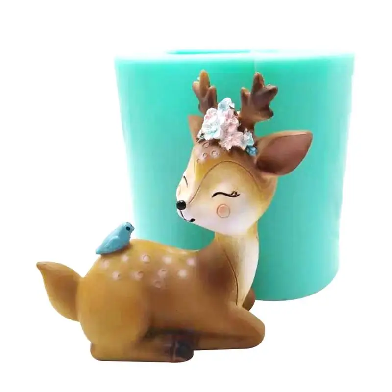 

3D Sika Deer Silicone Mold Candle Soap Making Mold Cute Animal Fondant Cake Mold Sika Deer Silicone Mold For DIY Scented Candle