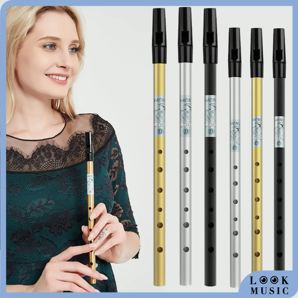 

LOOK Metal Flute 6 Holes D Key Flute Irish Whistle Musical Instrument Penny Whistle Aluminum Alloy SopranoTin Whistle Fipple