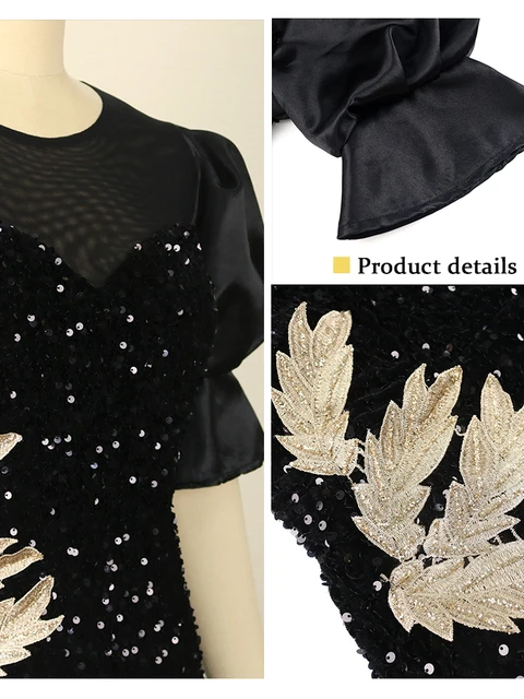 Black Velvet Dresses Sequined Patchwork Sheath Plus Size Embroidery Cocktail Evening Birthday Party Outfits for Ladies Winter 2