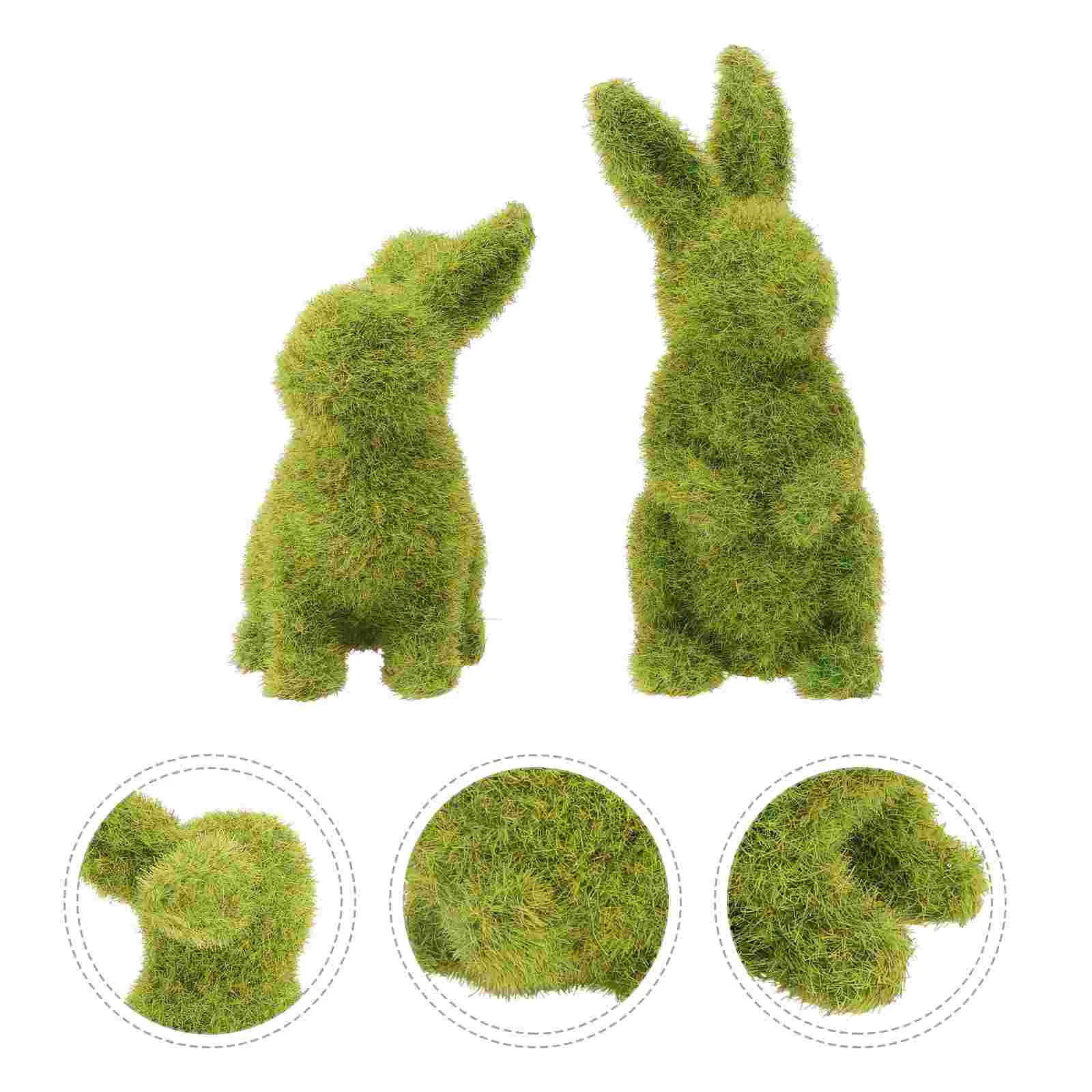 

2 Pcs Easter Supplies Miniature Bunnies Animal Figures Garden Animal Figurines Turf Grass Decoration Moss Rabbit Mini Bunnies