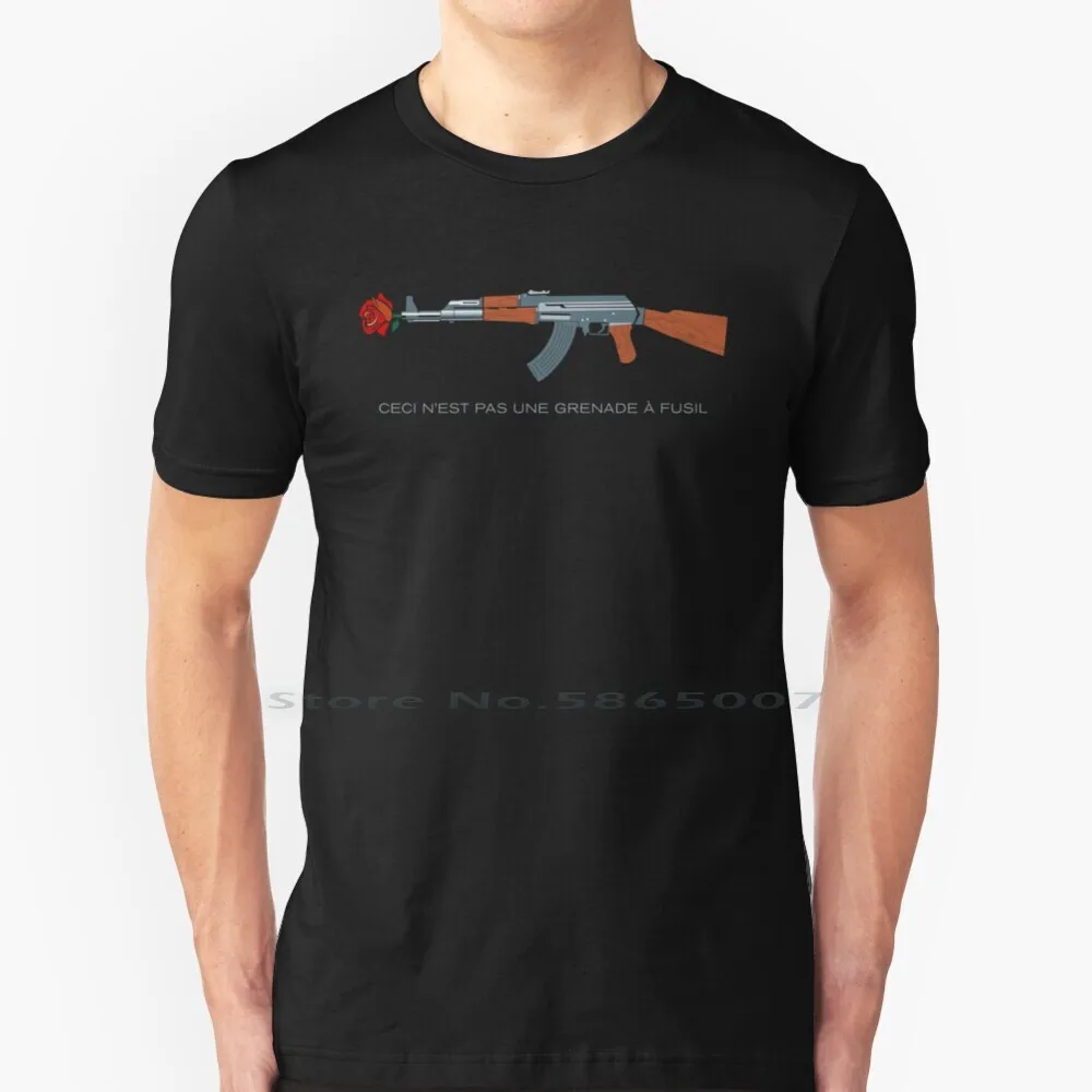 

This Is Not A Rifle T Shirt 100% Cotton Ak 47 Ak47 Avtomát Kaláshnikov Kalashnikov Assault Rifle Red Rose Flower The Treachery