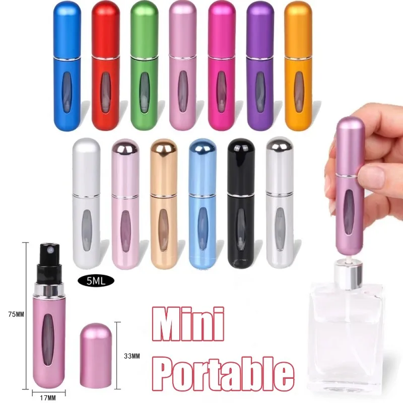 

5ml Perfume Refill Bottle Liquid Sub-Bottling Portable Mini Refillable Spray Jar Scent Pump Cosmetic Containers Atomizer