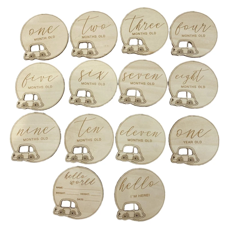 14 шт./компл. детские деревянные карточки прорезыватель ежемесячная запись