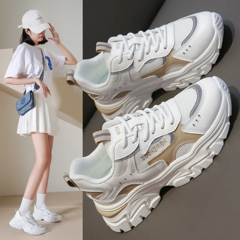 

Fashion and Comfortable Non-slip Outsole Shoes 2022 Autumn New Women's Casual Shoes Four Seasons Breathable Thick-soled Sneakers