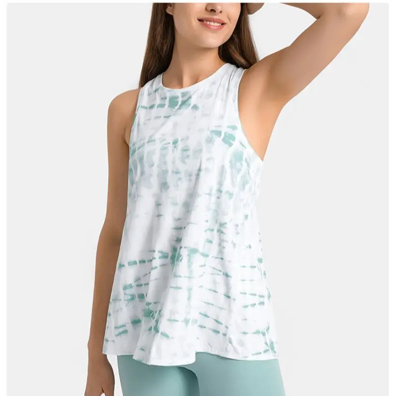 Women's Sleeveless Yoga Shirts Fitness Sports Tank Tops Back Splits Plus Size Loose Breathable T-shirts Gym Workout Sportswear