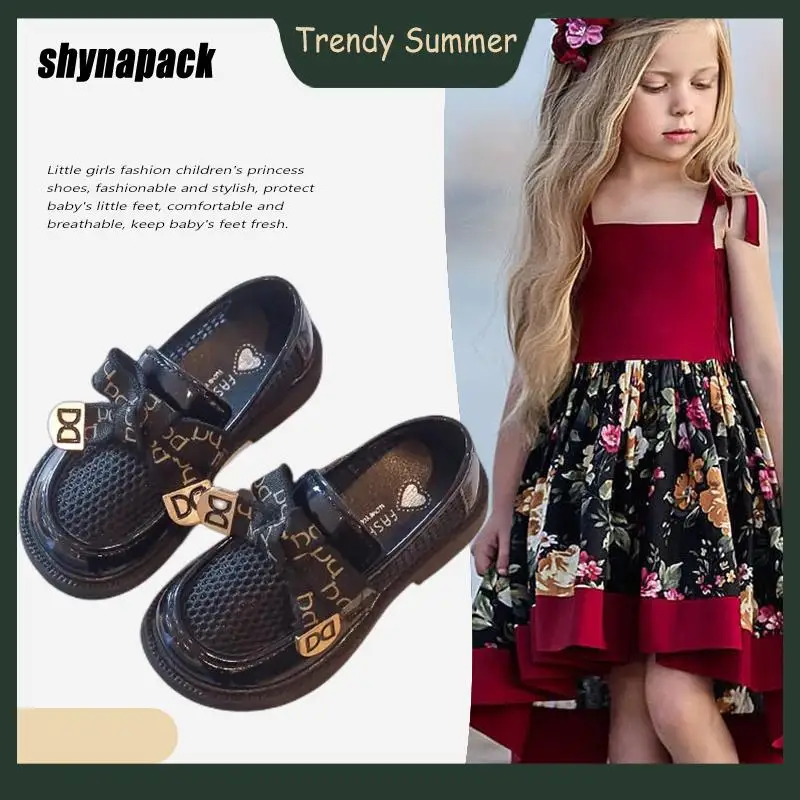 Summer Autumn New Cute Girls Bowtie Princess Shoes Sandals Mesh Leather Kids Breathable Flats Lace Gauze Mary Janes |