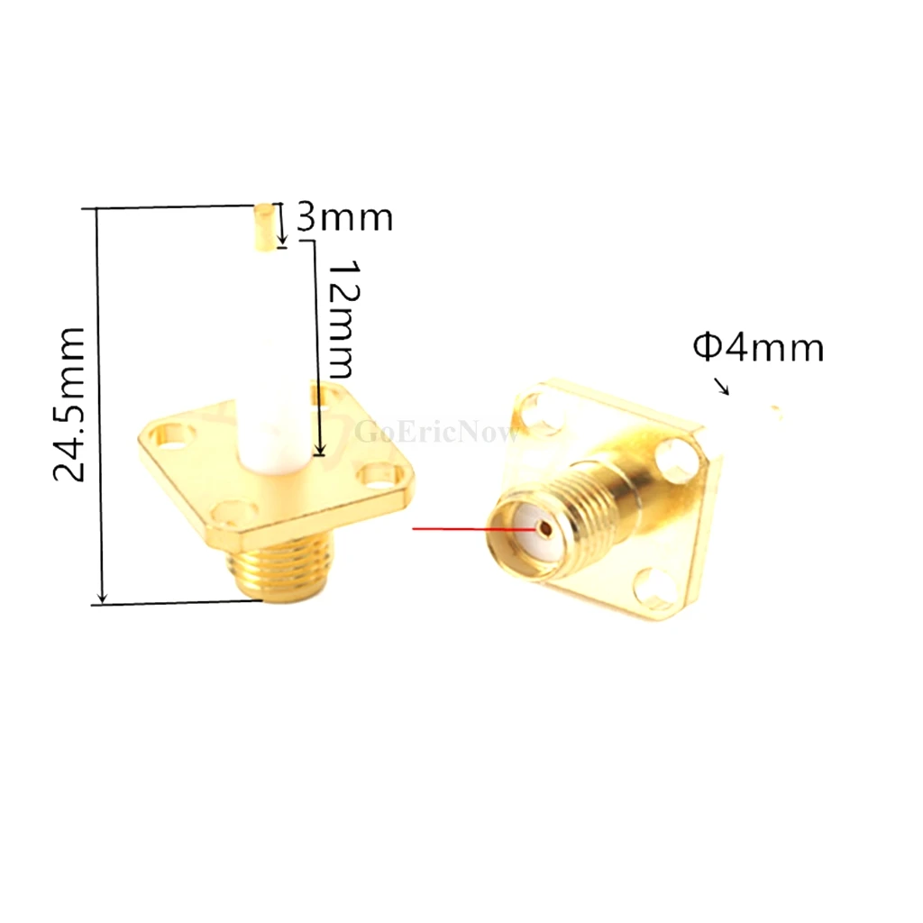 10 шт. RF коаксиальный SMA Гнездовой ромб с 4 отверстиями/2 отверстиями фланец 12 мм