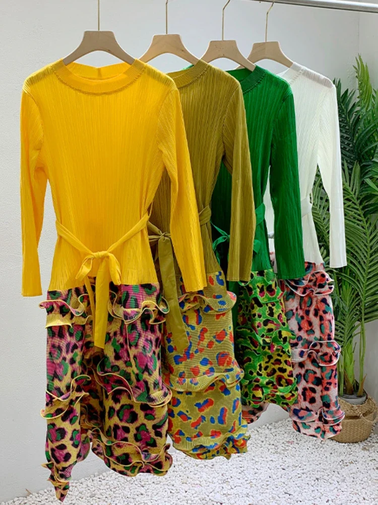 EGRM летнее повседневное плиссированное платье с оборками по краям модное круглым