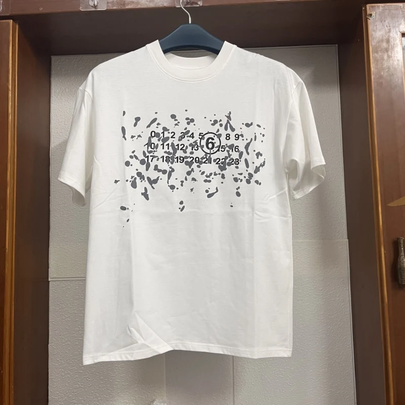 

MARNI mm6 maison Summer Cotton Oversized Top y2k Men's Clothing Short Sleeved T-shirt Casual Breathable Male Clothing Women Men