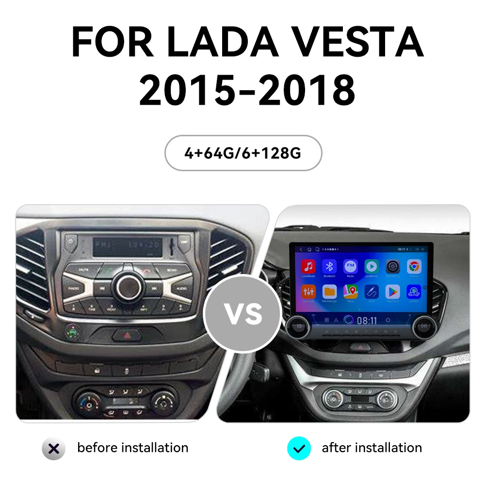 Автомагнитола для LADA Vesta Cross Sport мультимедийный плеер на Android 13 3 дюйма 2000*1200P GPS 4G