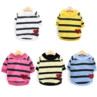 stripe pullover dogs t shirt pet sweater warm clothing colorful red heart printed shirt for cat puppy kitten colorful sweater