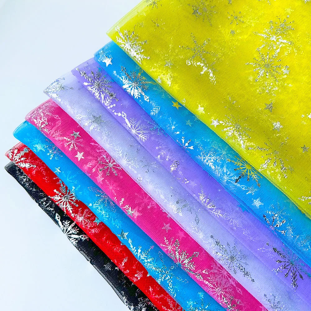 Серебряная Тисненая Сетчатая Ткань Со Снежинками 59x35 Дюймов Дышащий Вязаный