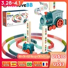 Детский Электрический поезд-домино, Набор машинок со звуком и светом, автоматическая кладка домино, кирпичные блоки, игра, обучающая игрушка сделай сам, подарок