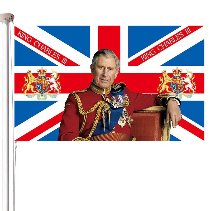 

Флаг короля Чарльза III Союза Джека флаг Объединенного Kindom флаг из полиэстера для 2023 нового коронации короля садовые украшения 5X3 фута