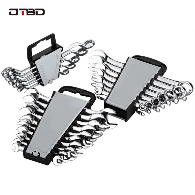 

19PCS Key Ratchet Wrench Set Car Convenient Silver Wrench Household Machine Repair Workshop Manual Mechanical Utility Tool