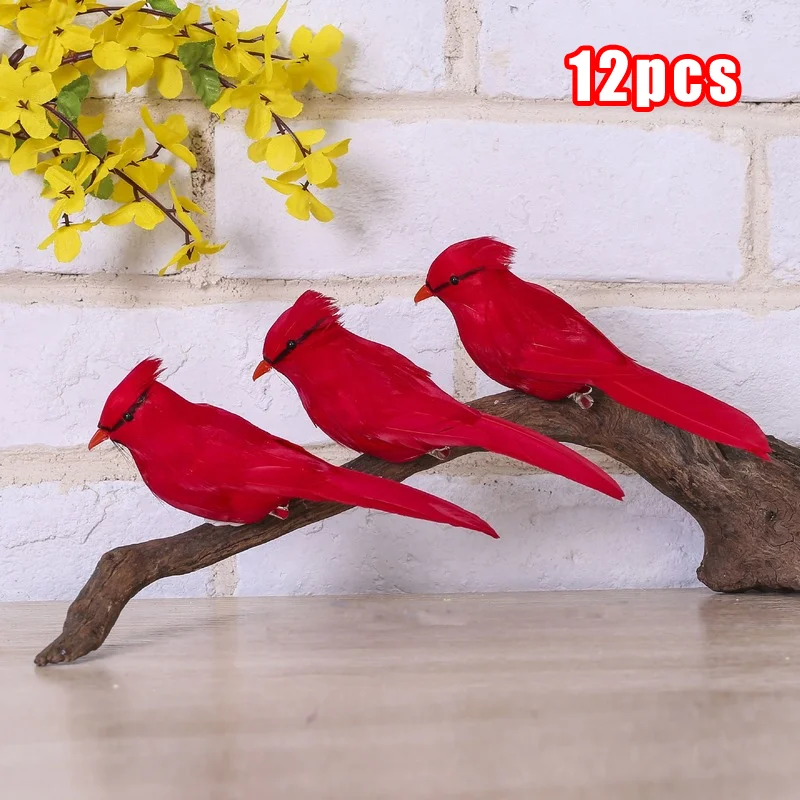

12pcs Simulate Feather Bird Taiping Bird Foam Feather Christmas Decorate Garden Photography Animal Craft Tree Bird Desktop Props