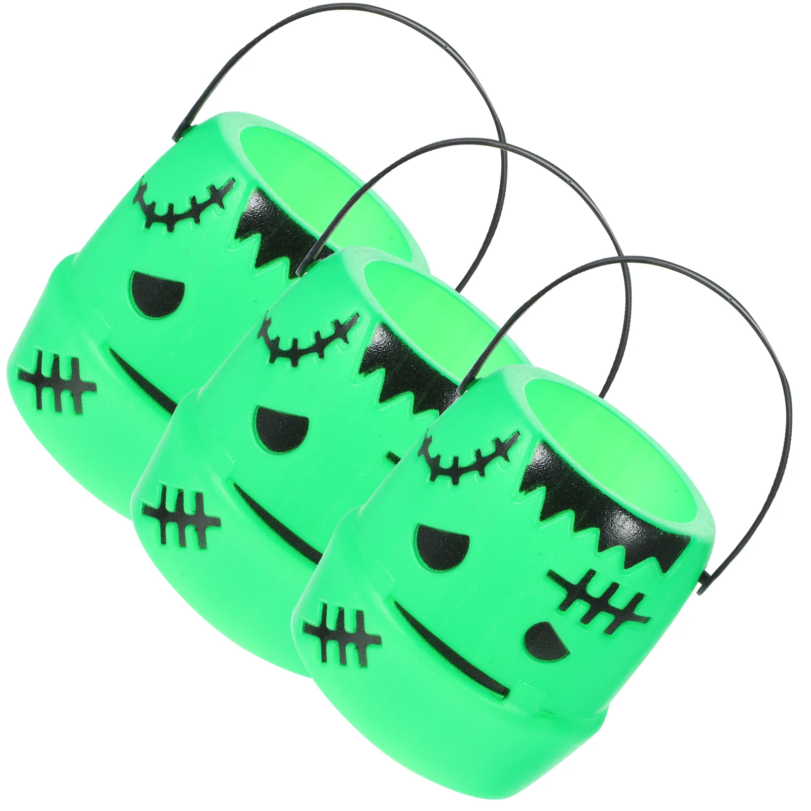

3 Pcs Pumpkin Candy Holder Plastic Buckets Kids Stand Party Design Child