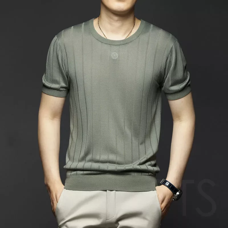 

Новинка 2021, однотонная облегающая Простая мужская футболка в стиле Харадзюку, универсальная футболка с коротким рукавом, повседневная одеж...