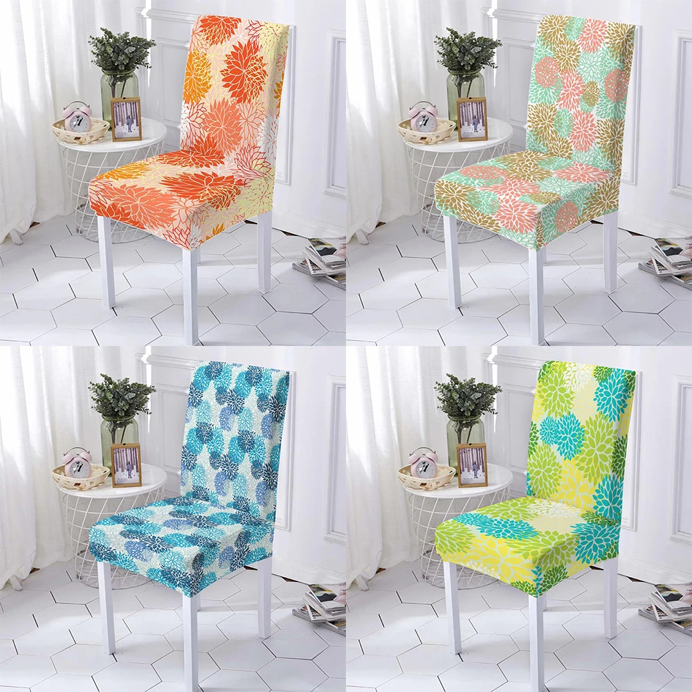 

3D Dahlia Print Spandex Chair Cover for Dining Room Flower Series Chairs Covers High Back for Living Room Party Home Decoration