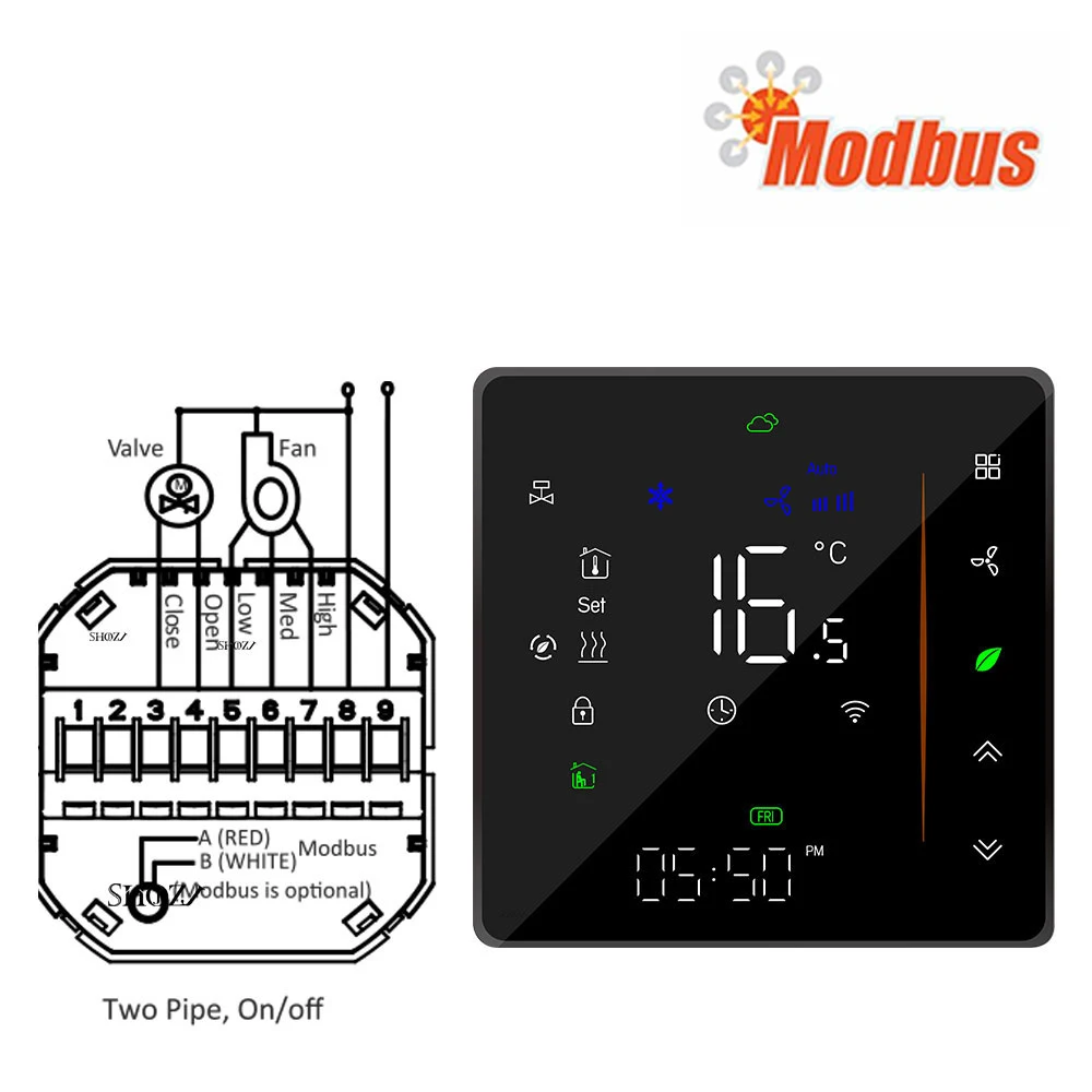 

TUYA Термостат для фанкойла 95-240V