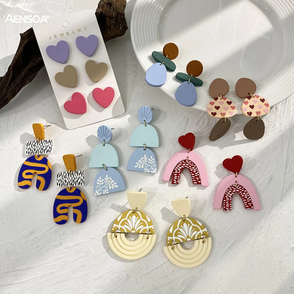 Женские акриловые серьги-подвески AENSOA Разноцветные серьги с граффити и