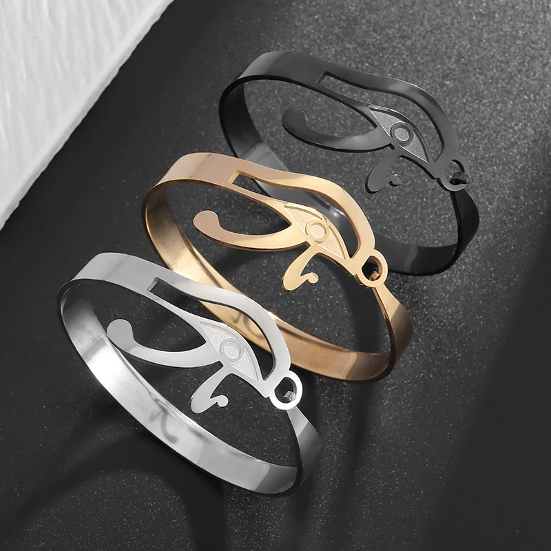 Регулируемый браслет из нержавеющей стали с изображением древнего египетского