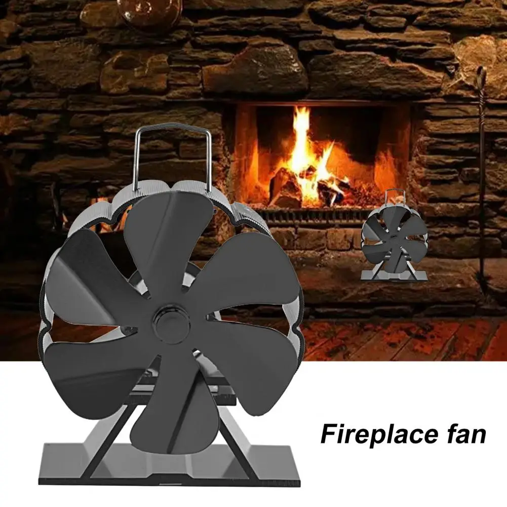 

Useful Log Stove Fan with Handle Wood Burner Fan Rustproof Upgrade Designed 6 Blade Circulating Air Fireplace Fan Decorative