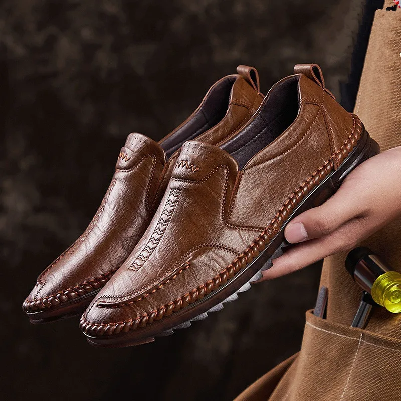 

Handmade Leather Men Shoes Casual Lofers Quality Split Leather Shoes Men Flats Hot Sale Moccasins Tooling Shoes